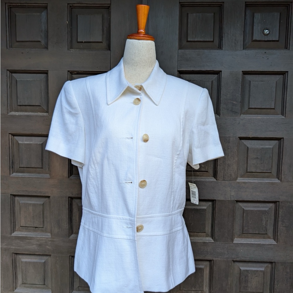 Vintage 90s Louben White Button-Down Women's Blouse